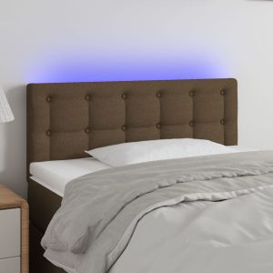Cabeceira de cama c/ luzes LED tecido 90x5x78/88 cm castanho ptob8778