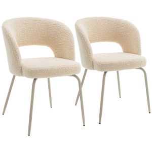 Conjunto de 2 cadeiras flavia em tecido loop bege