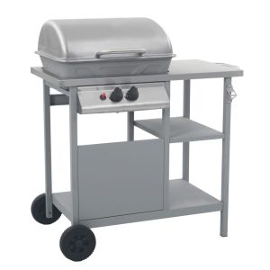 Churrasqueira/grelhador/bbq gás mesa de apoio 3 prateleiras prateado