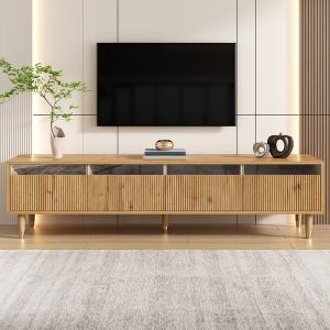 Móvel para tv, efeito madeira, mdf + acrílico, natural