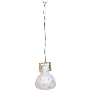 Candeeiro de teto branco de madeira e metal 41x41x52