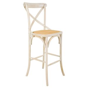Banqueta de madeira e assento de rattan branco 45x53x75/116