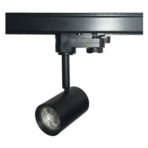 Foco LED preto orientável 8w, trilho trifásico, 1200lm, luz quente 2700k