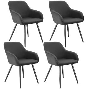 4 cadeiras de sala de jantar com design de pana 58x62x82 cm antracite/preto