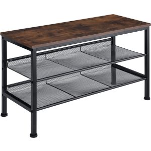 Sapateiro estilo industrial e 2 prateleiras 75,5x30,5x45,5cm madeira oscura