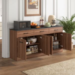Ilha de cozinha com 3 gavetas castanho 76,5x160x37cm