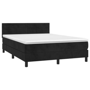 vidaXL cama box spring con colchón terciopelo negro 140x190 cm