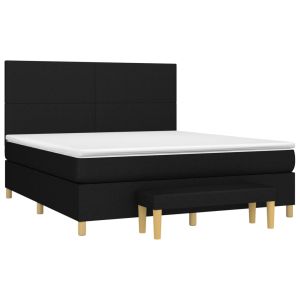 vidaXL cama box spring con colchón tela negro 160x200 cm
