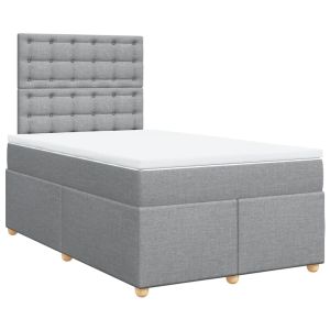 vidaXL cama box spring con colchón tela gris claro 120x200 cm
