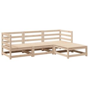 vidaXL juego de sofás de jardín 4 pzas madera maciza de pino