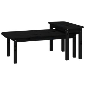 Conjunto de mesas de centro - helloshop26 - madeira maciça de pinho preto -