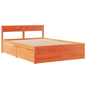 vidaXL estructura de cama sin colchón madera maciza marrón 135x190 cm
