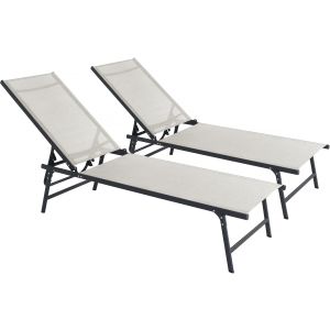 Conjunto de 2 espreguiçadeiras metálicas "sublima" - 180 x 54 x 104 cm - be