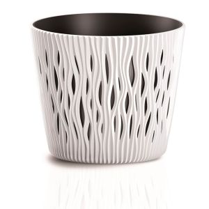 Vaso de plástico redondo sandy round em branco 15,8 x15,8x13,8 cm