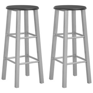 vidaXL taburetes de cocina 2 unidades mdf plateados
