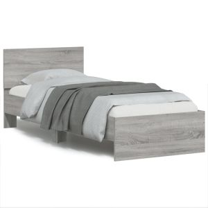 Cama c/ cabeceira/luzes LED 90x190 cm cinza sonoma seaw5164