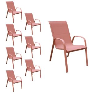 Conjunto de 8 cadeiras marbella em textilene terracota - alumínio terracota