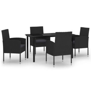 vidaXL juego de comedor para jardín 5 piezas negro
