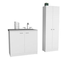 Conjunto cozinha belmont, móvel com lava-loiça + armário multifunções