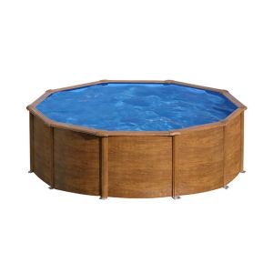 Gre pacific piscina redonda de aço escada 460x120 cm com plataforma e