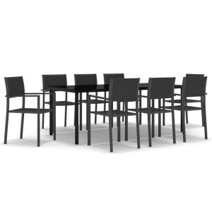 vidaXL juego de comedor para jardín 9 piezas negro