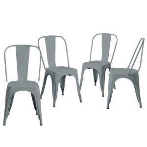 Pack 4 cadeiras industriais cinzento strong 45x54x85cm Thinia Home
