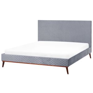 Cama veludo bayonne 180 x 200 cm cinzento claro