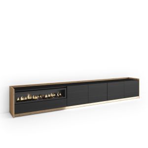 Móvel de tv, 310x37x50cm, lareira eléctrica, LED rf4910