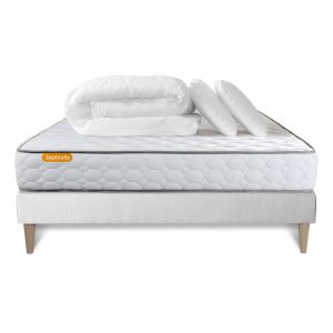 Conjunto completo de cama - colchão 200x200 cm + estrado de molas com ripas