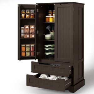 Buffet alto escandinavo - marrom laqueado - mdf - 2 portas 60x40x120 cm