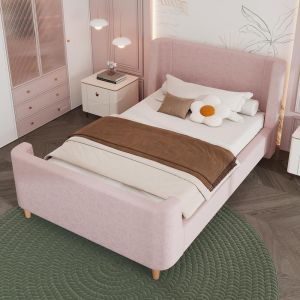 Cama infantil 90x200cm veludo design trenó rosa