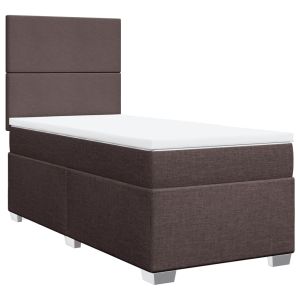 vidaXL cama box spring con colchón tela marrón oscuro 100x200 cm
