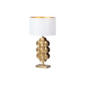 Alexandra house candeeiro de mesa metal/textil dourado/branco 38x38x73 cm