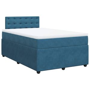 vidaXL cama box spring con colchón terciopelo azul 120x200 cm