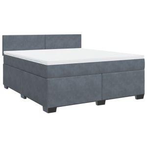 vidaXL cama box spring con colchón terciopelo gris oscuro 180x200 cm