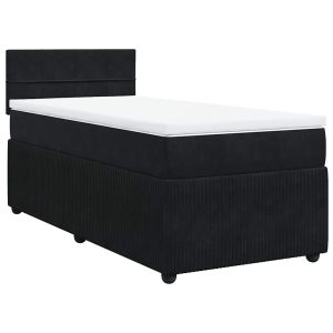vidaXL cama box spring con colchón terciopelo negro 90x200 cm
