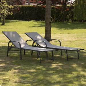 Conjunto de 2 espreguiçadeiras sardinia cinzentas - estrutura antracite