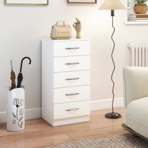 Cômoda estreita 5 gavetas branco 85x40x35cm