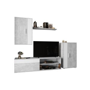 Conjunto de móveis de sala de estar eco, branco e cimento 190x165cm