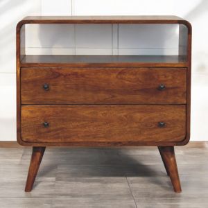 Artisan furniture cómoda nórdica, 2 gavetas e nicho, castanho
