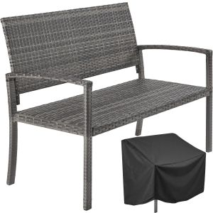 Tectake 2,banco,rattan,apoios,encosto,resistente,estrutura aç, cinzento