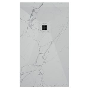 Ondee - base de duche nola 3 - cortável - 70x120 - mármore branco - batoque