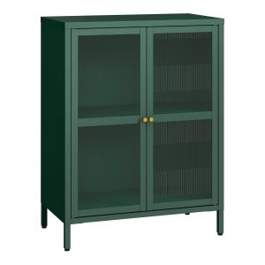 Aparador säkylä 84x64x35cm 2 portas de vidro verde [en.casa]