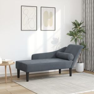 Chaise lounge com almofadões veludo cinzento-escuro wf511246
