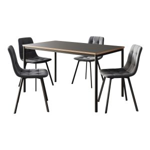 Conjunto de jantar lindesberg 1 mesa 4 cadeiras cinzento escuro [en.casa]