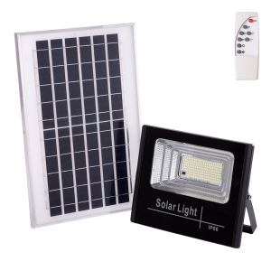Holofote LED solar 65w 6500k painel: bateria 6v/8w: controle remoto