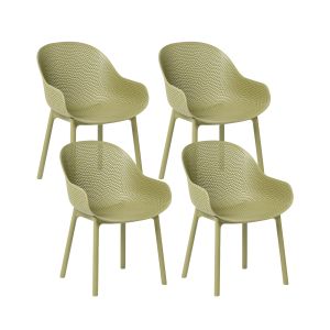 Conjunto de 4 cadeiras de jardim tiggiano verde-oliva