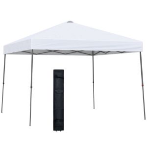 Tenda de jardim dobrável 300x300x245 cm aço, tecido oxford color blanco
