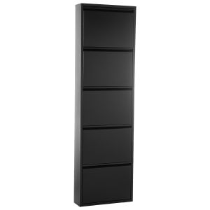 Sapateira metálica com 5 gavetas, preto fosco