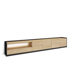 Móvel de tv, 310x37x50cm, carvalho e preto, LED rf4867